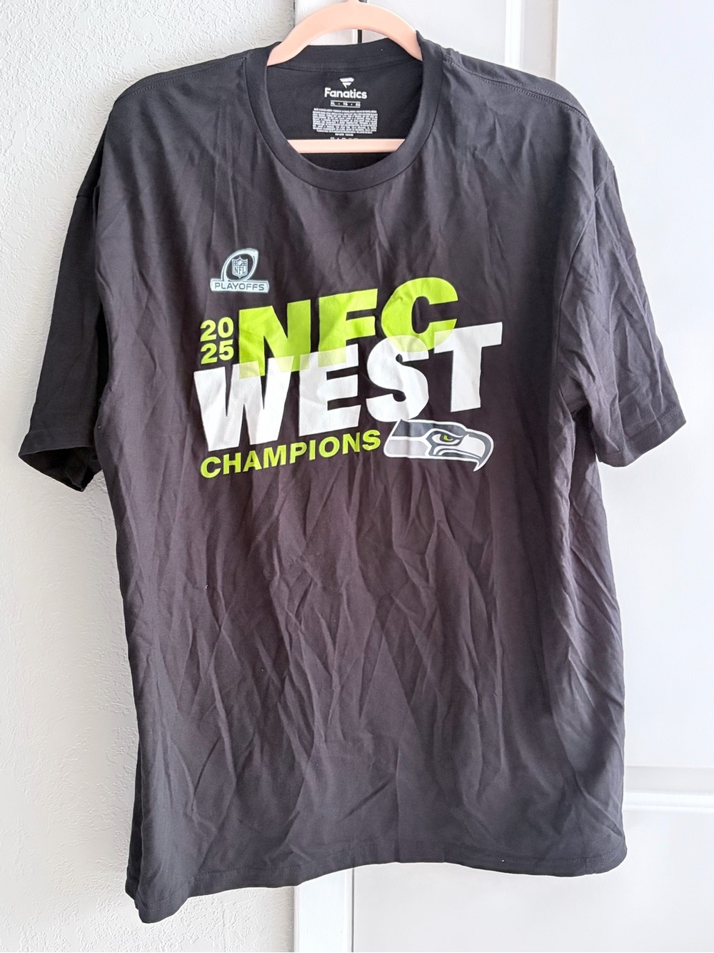 Fanatics Black Seattle Seahawks NFC West Champions Tee with Neon Green Accents